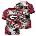 Georgia Bulldogs Floral Flowers Pattern All-Over Print T-Shirt