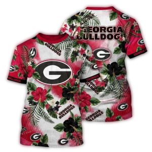 Georgia Bulldogs Floral Flowers Pattern All-Over Print T-Shirt