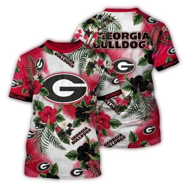 Georgia-Bulldogs-Floral-Flowers-Pattern-AOP-T-Shirt-1 Georgia Bulldogs Floral Flowers Pattern AOP T Shirt 1
