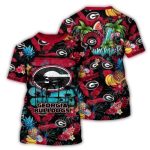 Georgia Bulldogs Floral Fruit Summer Pattern All-Over Print T-Shirt