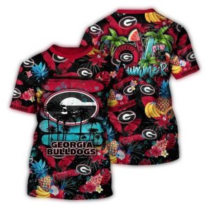 Georgia Bulldogs Floral Fruit Summer Pattern All-Over Print T-Shirt