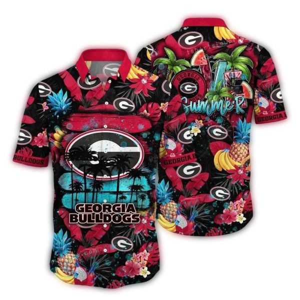 Georgia Bulldogs Floral Fruit Summer Pattern Hawaiian Shirt 1