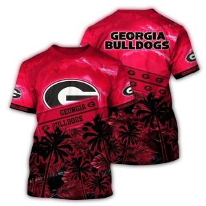Georgia Bulldogs Floral Leafs Flower Sunset Pattern All-Over Print T-Shirt