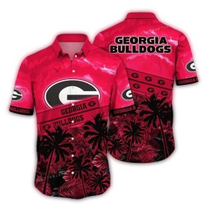 Georgia Bulldogs Floral Leafs Flower Sunset Pattern Hawaiian Shirt