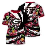 Georgia Bulldogs Floral Leafs Flower And Pineapple Pattern All-Over Print T-Shirt