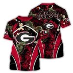 Georgia Bulldogs Floral Leafs Pattern Uniform All-Over Print T-Shirt