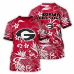 Georgia Bulldogs Floral Leafs Vintage All-Over Print T-Shirt