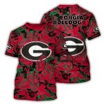 Georgia Bulldogs Floral Leafs Vintage Pattern All-Over Print T-Shirt