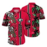 Georgia Bulldogs Floral Leafs And Flower Stripe Vintage Hawaiian Shirt