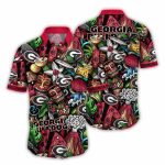 Georgia Bulldogs Floral Tiki Turtle Pattern Hawaiian Shirt