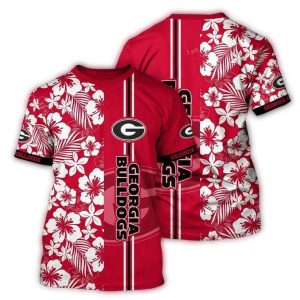 Georgia Bulldogs Flower And Stripe Vintage All-Over Print T-Shirt