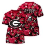 Georgia Bulldogs Flower Blossom Pattern All-Over Print T-Shirt