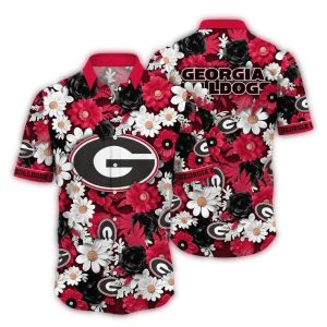 Georgia Bulldogs Flower Blossom Pattern Hawaiian Shirt