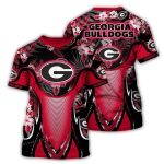 Georgia Bulldogs Flower Leafs Pattern Uniform All-Over Print T-Shirt