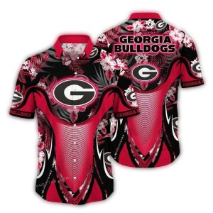 Georgia Bulldogs Flower Leafs Pattern Uniform Hawaiian Shirt