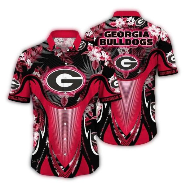 Georgia-Bulldogs-Flower-Leafs-Pattern-Uniform-Hawaiian-Shirt-1 Georgia Bulldogs Flower Leafs Pattern Uniform Hawaiian Shirt 1