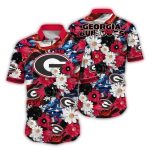 Georgia Bulldogs Flower Pattern Summer Vacation Hawaiian Shirt