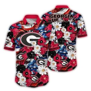 Georgia Bulldogs Flower Pattern Summer Vacation Hawaiian Shirt