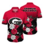 Georgia Bulldogs Flower Red And White Hawaiian Shirt