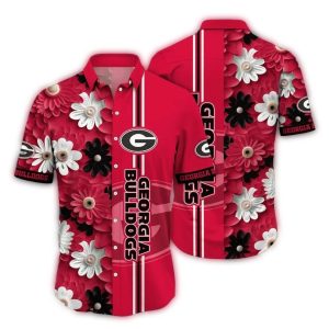 Georgia Bulldogs Flower Stripe Hawaiian Shirt