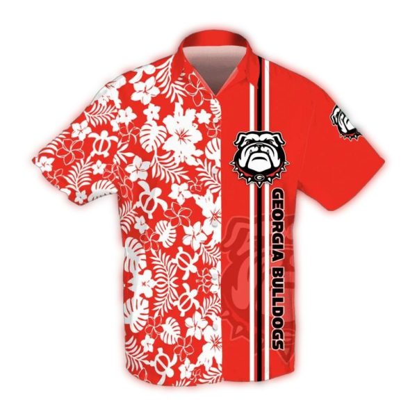 Georgia-Bulldogs-Flower-Stripe-White-and-Orange-Hawaiian-Shirt-1 Georgia Bulldogs Flower Stripe White and Orange Hawaiian Shirt 1