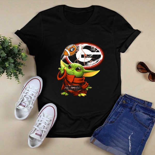 Georgia Bulldogs Football Baby Yoda Magic Force T Shirt 1