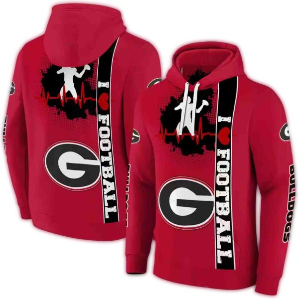 Georgia Bulldogs Football Heartbeat AOP Hoodie 1