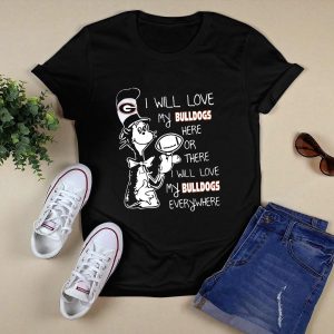 Georgia Bulldogs Football Love Everywhere Bulldog Fan Cartoon T Shirt