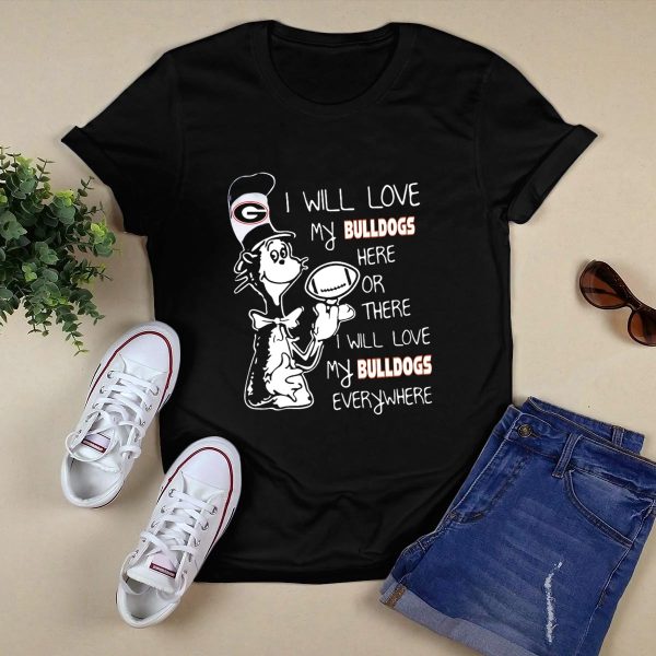 Georgia Bulldogs Football Love Everywhere Bulldog Fan Cartoon T Shirt 1