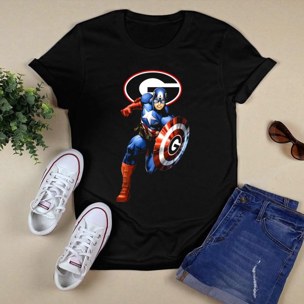 Georgia Bulldogs Football Superhero Shield T Shirt 1