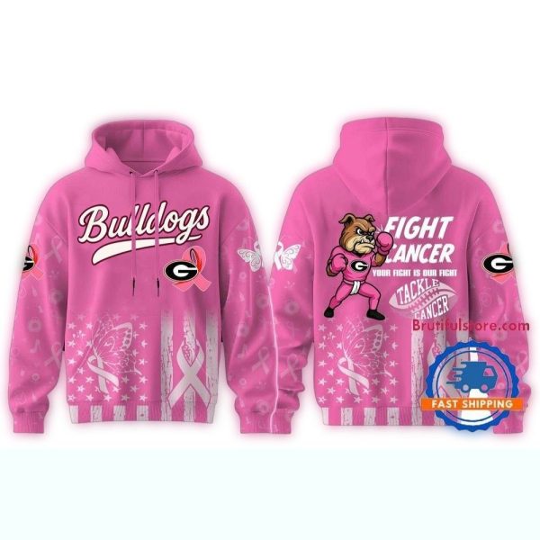 Georgia Bulldogs Football Your Fight Is Our Fight Tackle Cancer Unisex Hoodie Shirt 1