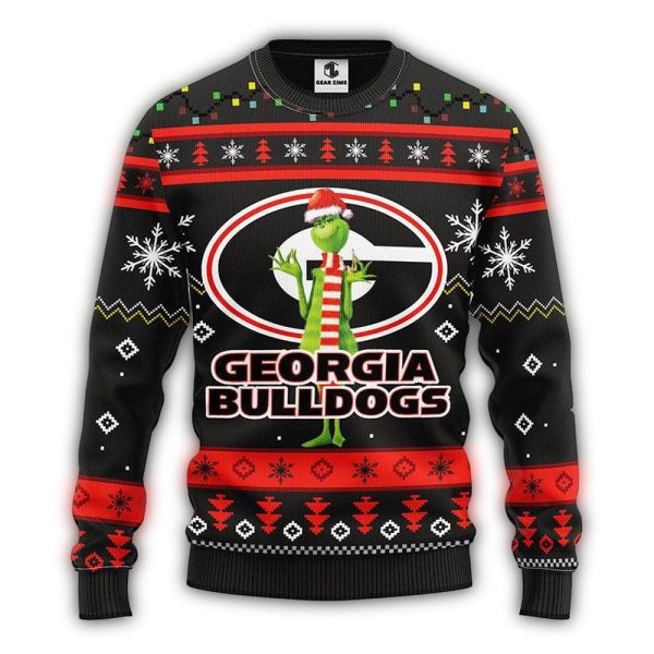 Georgia Bulldogs Funny Grinch Christmas Ugly Sweater 1