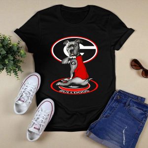 Georgia Bulldogs G Logo With Dog In Red Vest T Shirt