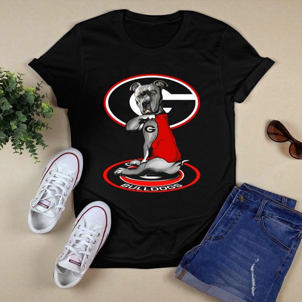 Georgia Bulldogs G Logo With Dog In Red Vest T Shirt 1
