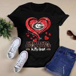 Georgia Bulldogs Glitter Heart In My Heart T Shirt