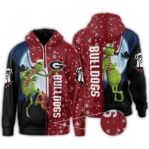 Georgia Bulldogs Grinch Merry Christmas All-Over Print Hoodie