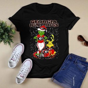 Georgia Bulldogs Grinch Santa Christmas Football T Shirt