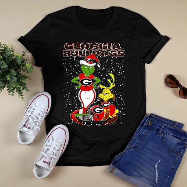 Georgia Bulldogs Grinch Santa Christmas Football T Shirt 1