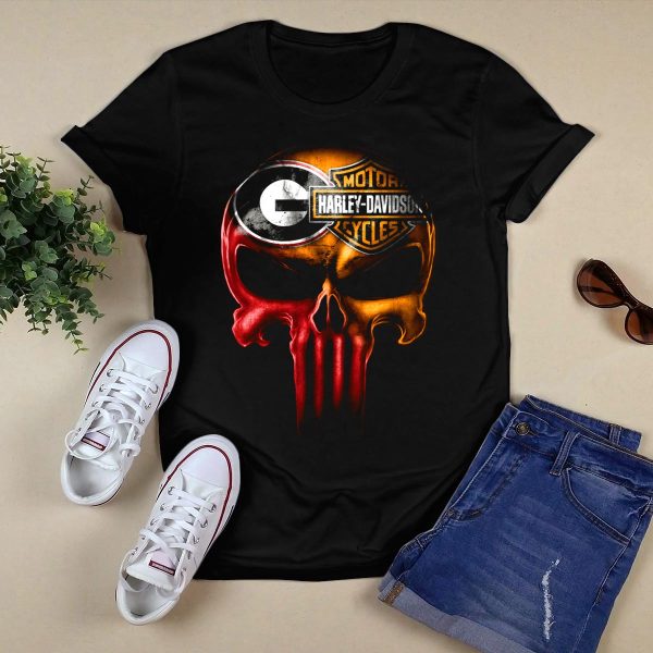 Georgia Bulldogs HD Skull T Shirt 1