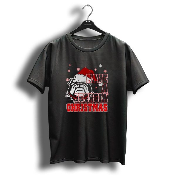 Georgia Bulldogs Have A Merry Christmas With Georgia Bulldogs Logo Snowflakes Santa Hat T Shirt 1 t shirt 1