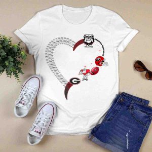 Georgia Bulldogs Heart Logo Football 1808 T Shirt