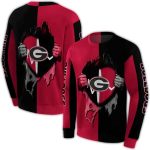 Georgia Bulldogs Heartbeat Graphic All-Over Print Sweatshirt