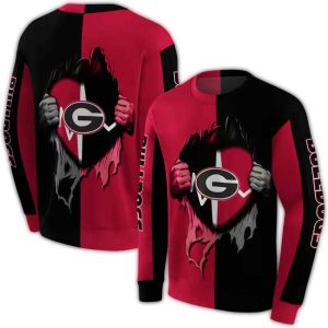 Georgia Bulldogs Heartbeat Graphic All-Over Print Sweatshirt