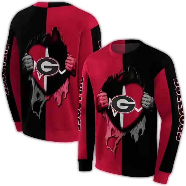 Georgia Bulldogs Heartbeat Graphic AOP Sweatshirt 1