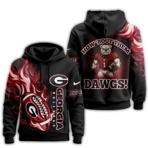 Georgia Bulldogs How Bout Them Dawgs Victory Flame All-Over Print Hoodie