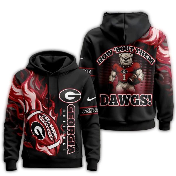 Georgia Bulldogs How Bout Them Dawgs Victory Flame AOP Hoodie 1