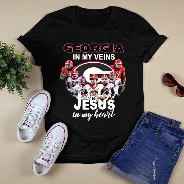 Georgia Bulldogs In My Veins Jesus In My Heart Shirt 1