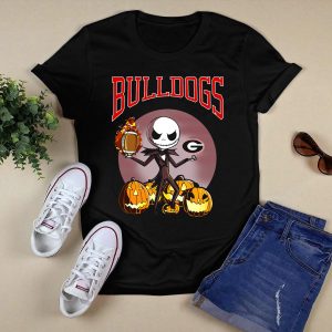 Georgia Bulldogs Jack Skellington Pumpkin Football Halloween T Shirt