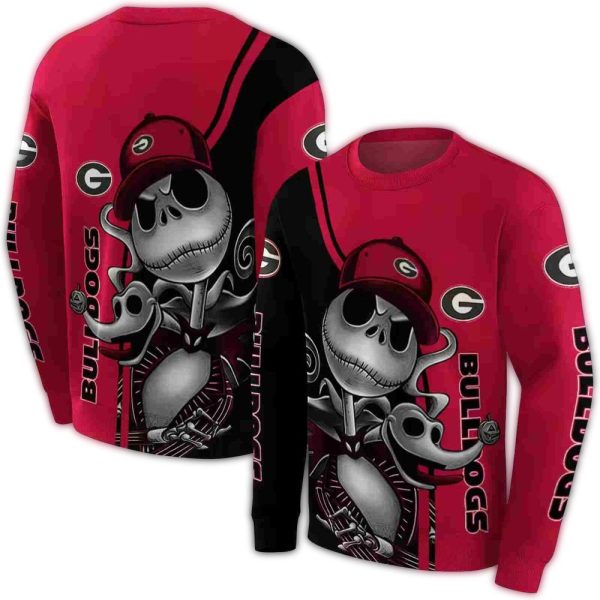 Georgia-Bulldogs-Jack-Skellington-and-Zero-AOP-Sweatshirt-1 Georgia Bulldogs Jack Skellington and Zero AOP Sweatshirt 1