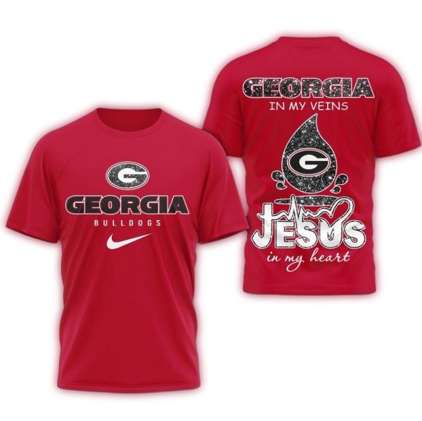 Georgia Bulldogs Jesus In My Heart All Over Print Shirt 1